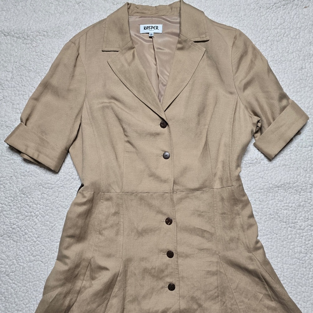 Kasper Linen Blend Short Sleeve Midi Dress Size 12 - Picture 5 of 16